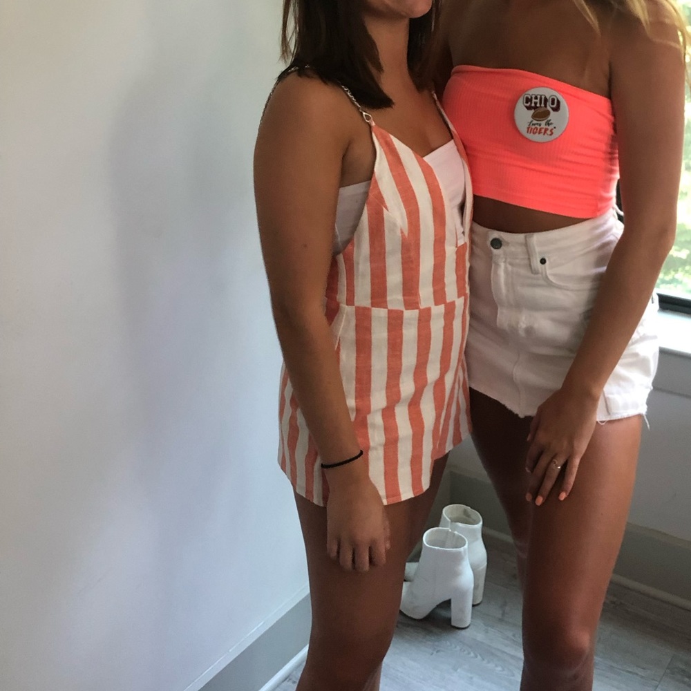 LF orange striped romper
